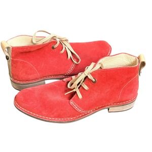 Bussola Seville Chukka Ankle Boots Womens US 8 8.5 EU 39 Red Suede Lace Up Boho